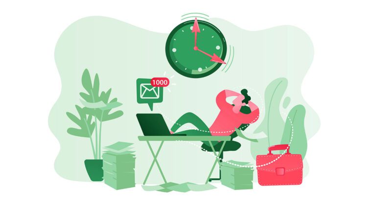 An illustration of an employee at office workplace