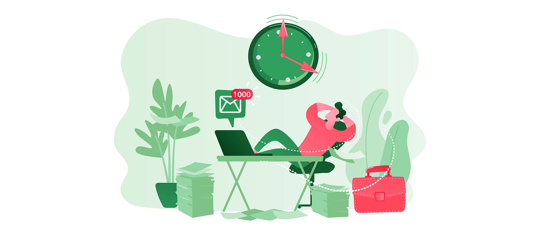 An illustration of an employee at office workplace