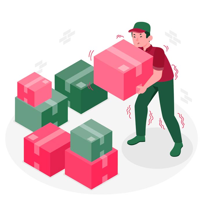 An illustration of a worker lifting the weight without safety precautions