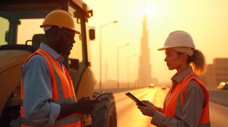 Occupational workers in conversation while having heat stress in UAE